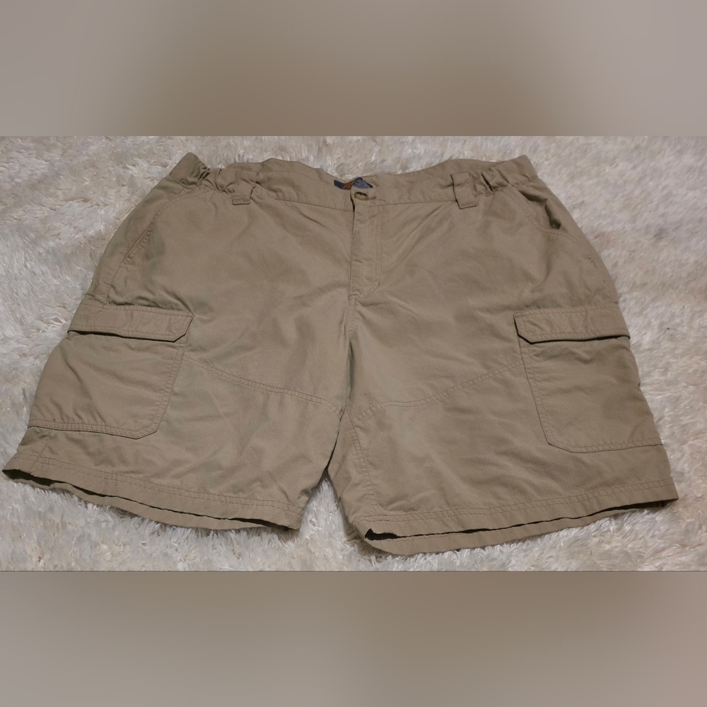 PURSUIT GEAR Men's Khaki Flat Panel 100% Nylon Cargo Shorts Sz. XL